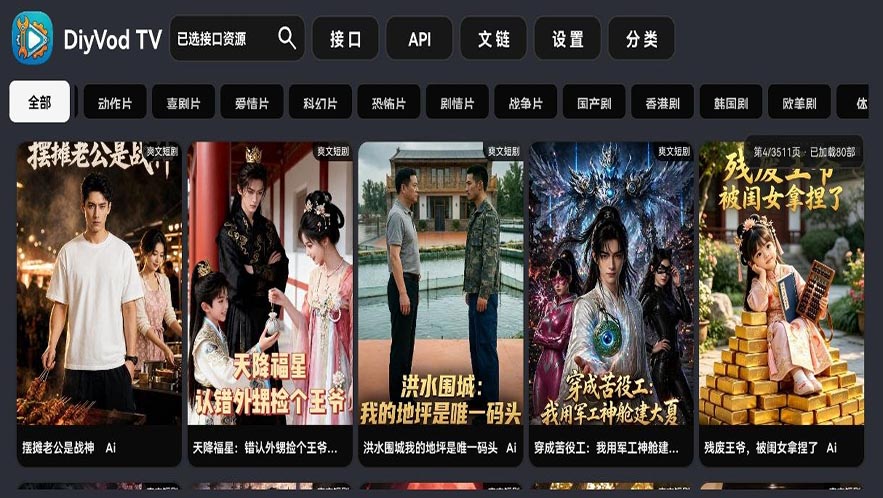 DiyVod TV Player界面